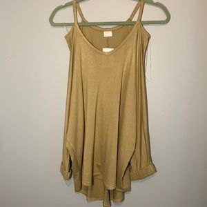 Cold shoulder gold/tan color long sleeve, L